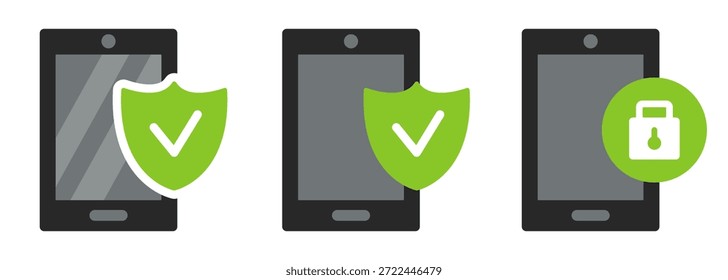 Virenschutz, Anti-Hacking-Symbol. Smartphone mit Schild und Schloss-Symbol. Vektorflachsymbol einzeln auf weißem Hintergrund.