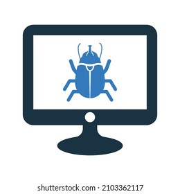 Antivirus, bug and computer icon. Simple editable vector design isolated on a white background.