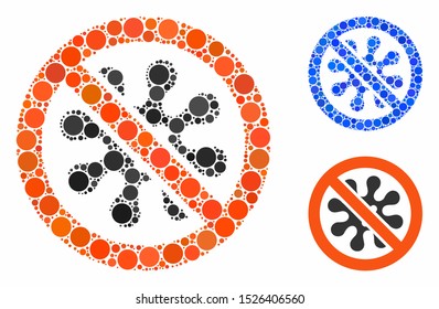 Antivirus composition for antivirus icon of small circles in different sizes and color hues. Vector small circles are grouped into blue composition. Dotted antivirus icon in usual and blue versions.