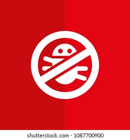 antivirus computer icon flat bug virus  poison bite legs software warning doctor web caution stop program symbol health no stop information protection bane infographics flat icon attention protection