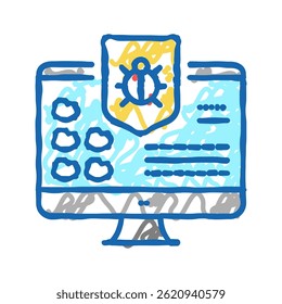 antivírus computador proteger ícone doodle esboço vetor. sinal de proteção do computador antivírus. símbolo isolado ilustração