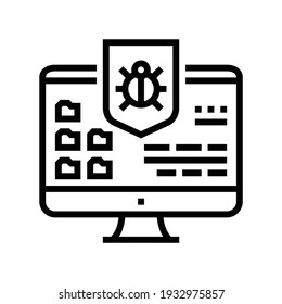 anti-virus computer protect line icon vector. anti-virus computer protect sign. isolated contour symbol black illustration