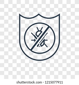 Antivirus concept vector linear icon isolated on transparent background, Antivirus concept transparency concept in outline style
