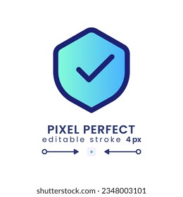 Icono de relleno de degradado Antivirus. Comprobación de seguridad informática. Eliminación correcta de malware. Píxel perfecto 128x128, contorno 4px. Símbolo lineal colorido moderno. Elemento RGB editable aislado del vector