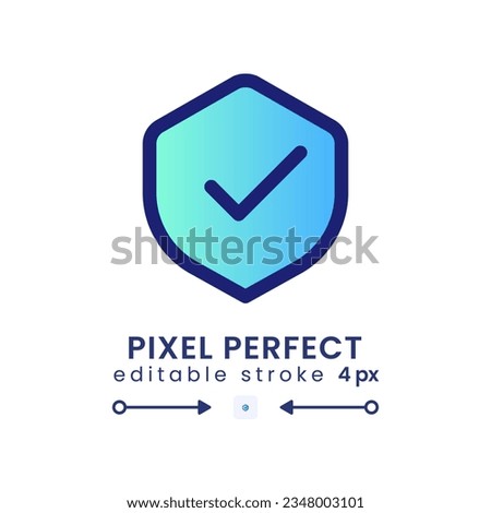 Antivirus gradient fill desktop icon. Computer security check. Successful malware removal. Pixel perfect 128x128, outline 4px. Modern colorful linear symbol. Vector isolated editable RGB element