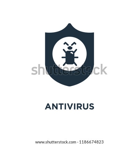 Antivirus icon. Black filled vector illustration. Antivirus symbol on white background. Can be used in web and mobile.