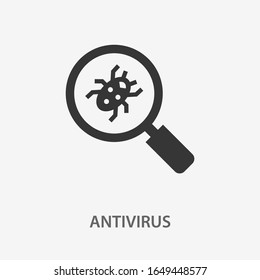 Antivirus icon. Black vector illustration isolated on white.