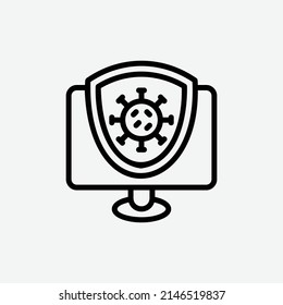  antivirus icon, isolated security outline icon in light grey background, perfect for website, blog, logo, graphic design, social media, UI, mobile app