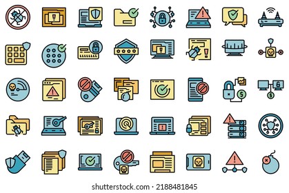 Antivirus Icons Set Outline Vector. Malware Bug. Cyber Data