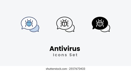 Antivirus Icons symbol vector elements for infographic web stock illustration.