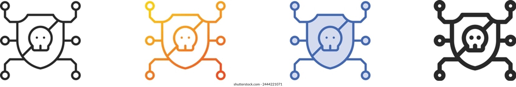 antivirus icon.Thin Linear, Gradient, Blue Stroke and bold Style Design Isolated On White Background