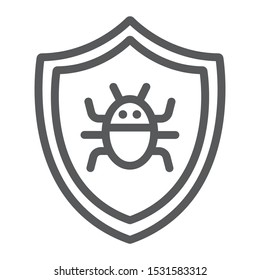 Antivirus line icon, technology and protection, software firewall sign, vector graphics, a linear pattern on a white background, eps 10.