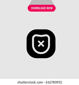 Antivirus Off Vector Icon, The symbol of antivirus with switched off sign. Simple, modern flat vector illustration for mobile app, website or desktop app   