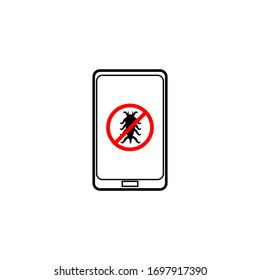 Antivirus on the phone sign. Prohibition sign