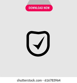 Antivirus On Vector Icon, The outlined symbol of antivirus with tick. Simple, modern flat vector illustration for mobile app, website or desktop app   