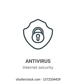 Antivirus outline vector icon. Thin line black antivirus icon, flat vector simple element illustration from editable internet security concept isolated on white background