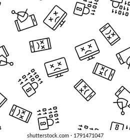 Antivirus Program Vector Seamless Pattern Thin Line Illustration