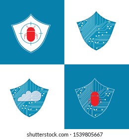 Antivirus protection. Bug icon. Cloud protection.