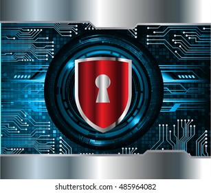 Antivirus protection and computer security concept. Closed Padlock on digital background. key