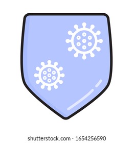 Antivirus protection icon vector. Shield against viruses, biological attacks. Activation of protection against computer viruses and spyware.
