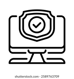 Antivirus Protection line icon. Universal creative premium symbol. Vector sign icon logo template. Vector illustration