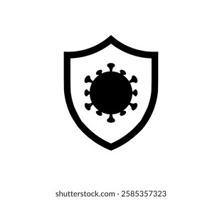 Antivirus protection with shield and virus icon. Shield protects the immune system and antibacterial protection vector design and illustration. 


