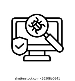 Antivirus Scan Icon Line Vector Illustration