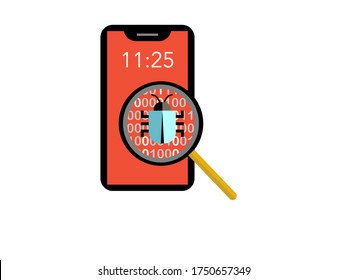 Antivirus scan en smartphone encontró un error. Ilustración vectorial.