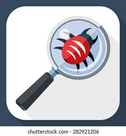Antivirus scanning icon with long shadow
