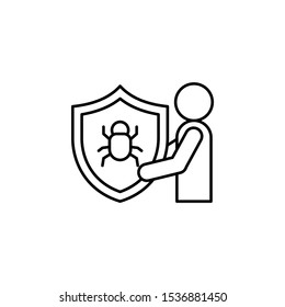 Antivirus, security, man icon. Simple line, outline vector of confidential information icons for ui and ux, website or mobile application