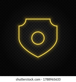 antivirus, security yellow neon icon .Transparent background. Yellow neon vector icon