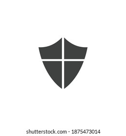 Antivirus Shield Icon Isolated on Black and White Vector Graphic