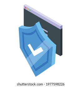 Antivirus shield icon. Isometric of Antivirus shield vector icon for web design isolated on white background