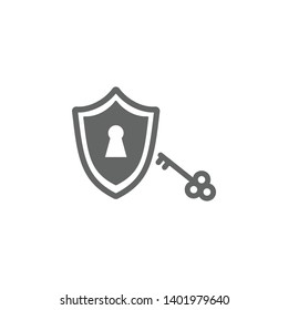 Antivirus shield, passcode, protection unlock, safety lock, security key icon