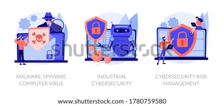 Antivirus software development. Malware, computer virus and spyware, industrial cybersecurity, cybersecurity risk management metaphors. Vector isolated concept metaphor illustrations