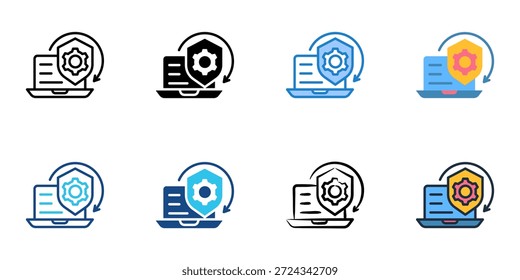Antivirus Software icons set multiple style collection. Editable stroke 
