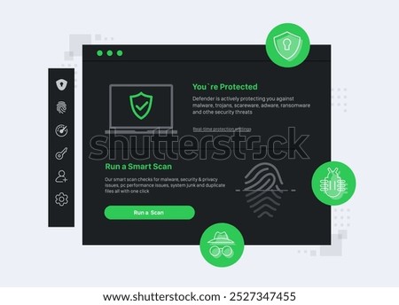 Antivirus Software Interface. Vector illustration