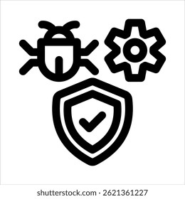 Antivirus Software Outline Icon. Simple Vector Illustration on White Background