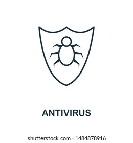 Antivirus thin line icon. Creative simple design from security icons collection. Outline antivirus icon for web design and mobile apps usage.