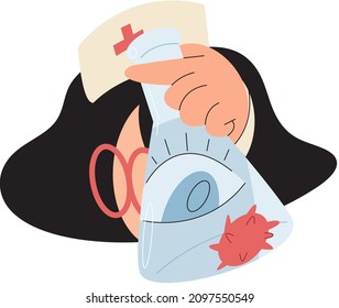 Antivirus vaccine. Scientists conducting scientific researches, laboratory assistants test tubes working in medical lab researchers making chemical experiments test liquids and equipment. Virus in lab