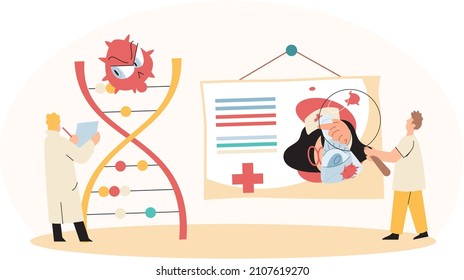 Antivirus vaccine. Scientists conducting scientific researches, laboratory assistants test tubes working in medical lab researchers making chemical experiments test liquids and equipment. Virus in lab