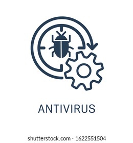 Antivirus. Vector linear icon isolated on white background.
