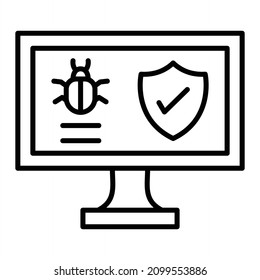 Antivirus Vector Outline Icon Isolated On White Background
