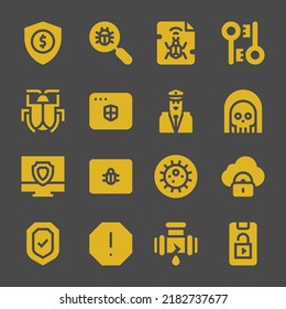 iconos web antivirus. Búsqueda de seguridad y virus, símbolo de cifrado y muerte, señales vectoriales