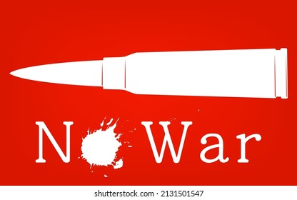 Imagen antibélica, antibélica, logo de "No War" con manchas de sangre y balas