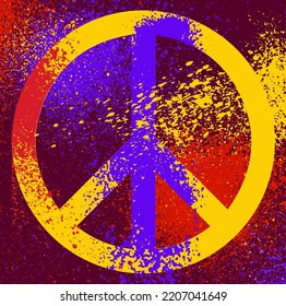 Antiwar peace pacifism colorful sign splash grunge style poster design. Eps 10 vector illustration.