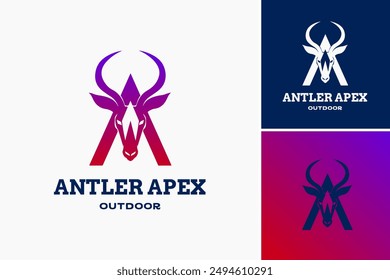 Antler Apex Outdoor Logo Template captures rugged elegance, symbolizing adventure and durability for outdoor brands.