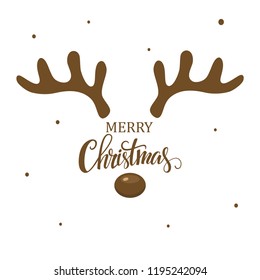 Antler christmas card template design on white background