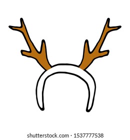 Antler hat colorful icon.  Christmas and new year holiday accessory for head with deer horns. Vector element.