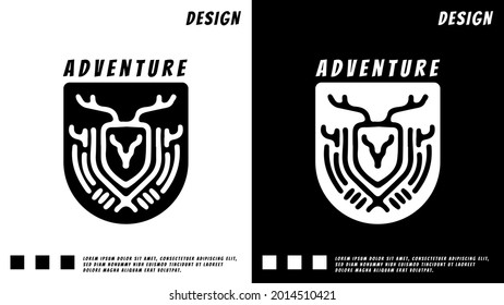 antler head mono line design in hipster style. illustration for t shirt, poster, logo, sticker, or apparel merchandise.